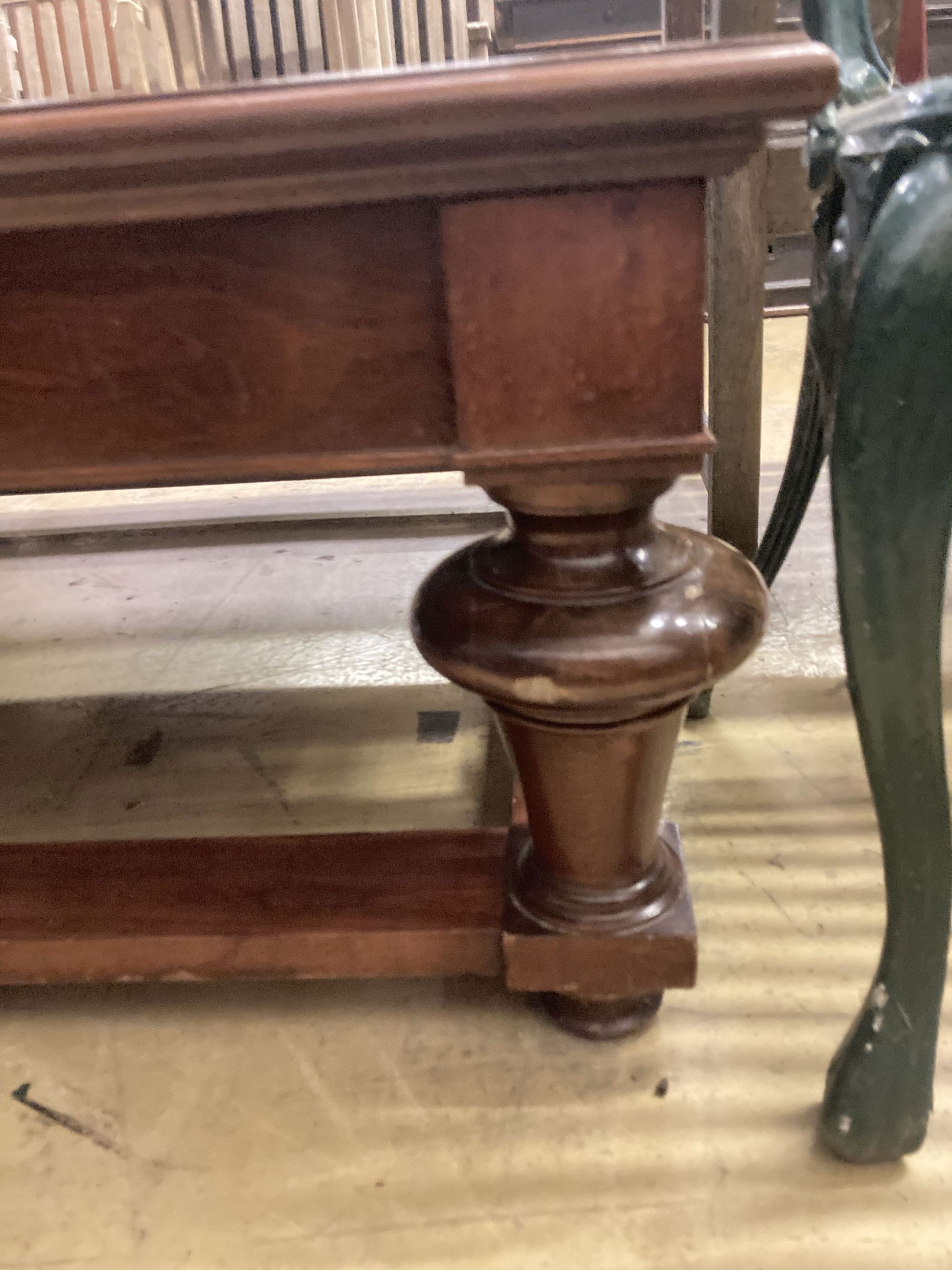 A reproduction walnut glass top square coffee table, 103cm, height 46cm